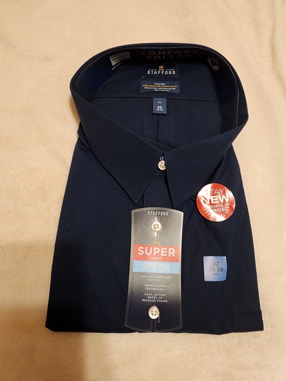 Stafford Men's Navy Dress Shirt